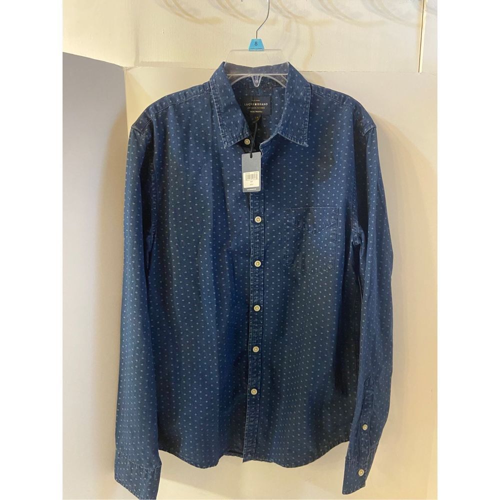 Lucky Brand Small Button Shirt Indigo Blue New 69 Rn80318